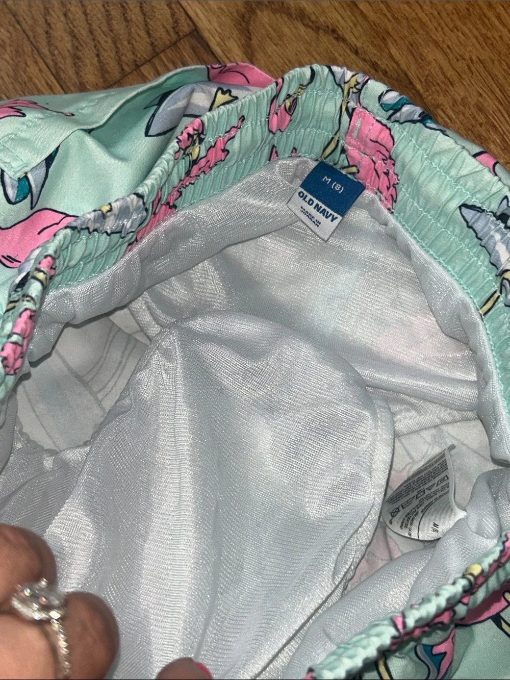 Kids' Old Navy Flamingo Surf Swim Shorts - Pink on Light Blue NEW